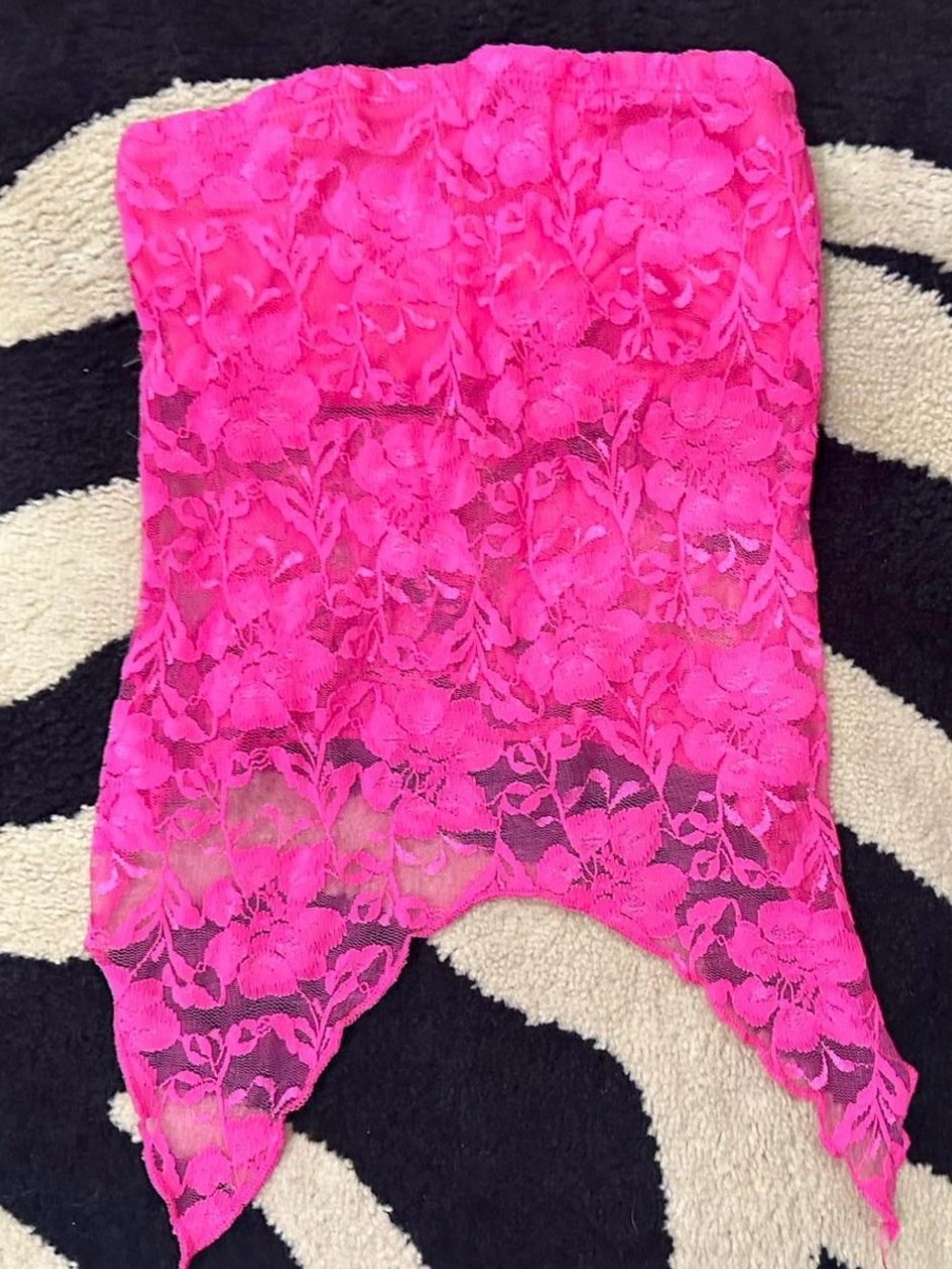 Urban Outfitters Hot Pink Lace Strapless Crop Top